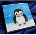 Cute Penguin Canvas Painting – Winter Animal Wall Art for Kids Room & Gift Decor